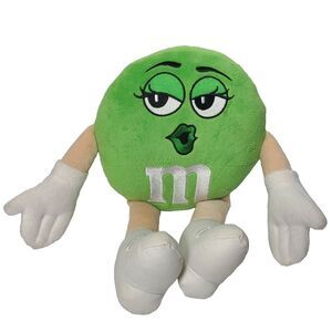 M&M's World  13” Ms. Green  M&M Plush Stuffed Figure Kiss Pleather Boots 2014